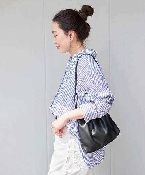 今季！完売【B.C STOCK】2wayフレンチリネンシャツ （サックスブルー） 手洗い可 / 2wayフレンチリネンシャツ（シャツ／ブラウス）｜B.C