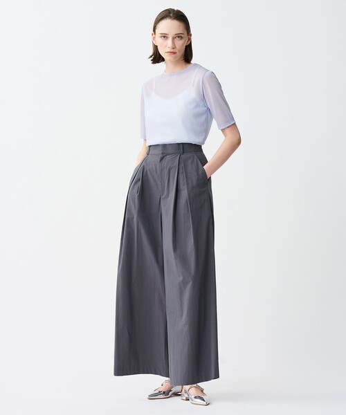 uncrave(アンクレイヴ)の「トリコットシフォン ハーフスリーブカットソー(Tシャツ/カットソー・レディース・ダークブラウン系/スカイブルー系/ホワイト系/ブラック系・1/2)」の5枚目の写真