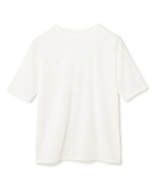 uncrave(アンクレイヴ)の「トリコットシフォン ハーフスリーブカットソー(Tシャツ/カットソー・レディース・ダークブラウン系/スカイブルー系/ホワイト系/ブラック系・1/2)」の12枚目の写真