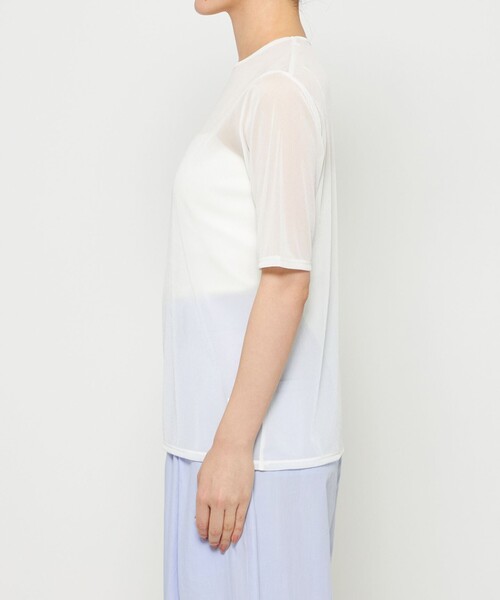uncrave(アンクレイヴ)の「トリコットシフォン ハーフスリーブカットソー(Tシャツ/カットソー・レディース・ダークブラウン系/スカイブルー系/ホワイト系/ブラック系・1/2)」の21枚目の写真