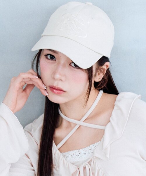 OLIVE des OLIVE（オリーブデオリーブ）の「ツイル刺繍入りキャップ（その他小物・レディース・ブラック/アイボリー・FREE）」の12枚目の写真