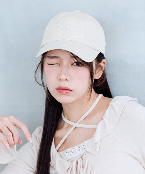 OLIVE des OLIVE（オリーブデオリーブ）の「ツイル刺繍入りキャップ（その他小物・レディース・ブラック/アイボリー・FREE）」の13枚目の写真