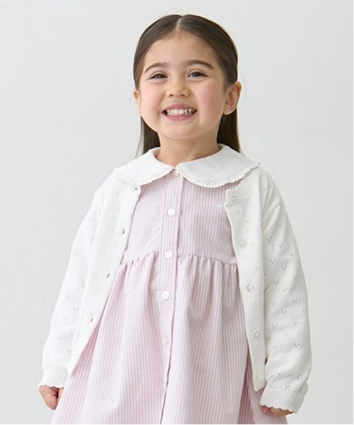 petit main(プティマイン)の「【リンク】針抜きカーディガン(キッズ)(カーディガン/ボレロ・キッズ・レッド/イエロー/オフホワイト・S/M/L)」の1枚目の写真