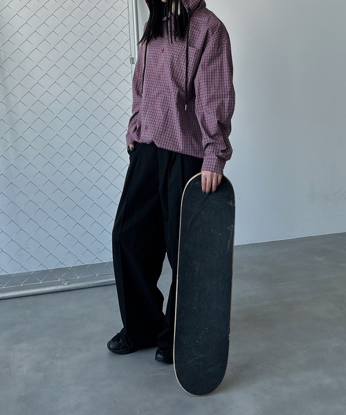 UNDERSTATEMENTs(アンダーステイトメント)の「【ユニセックス】チェックシャツパーカー/フーディ(シャツ/ブラウス・メンズ・レッド/ブルー/ブラック・LARGE/MEDIUM)」の14枚目の写真