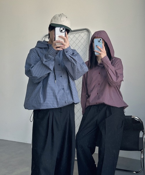 UNDERSTATEMENTs(アンダーステイトメント)の「【ユニセックス】チェックシャツパーカー/フーディ(シャツ/ブラウス・メンズ・レッド/ブルー/ブラック・LARGE/MEDIUM)」の19枚目の写真