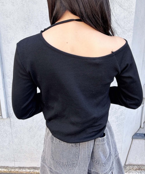 INGNI（イング）の「【WEB限定】リボンロゴテレコワンショルダー長袖ピタTシャツ（Tシャツ/カットソー・レディース・ブラック/チャコールグレー/杢グレー/オフホワイト・M）」の13枚目の写真