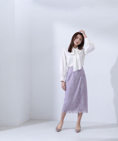 NATURAL BEAUTY BASIC（ナチュラルビューティーベーシック）の「◇フラワーレースタイトスカート（スカート・レディース・ラベンダー/チャコールグレー/グレー・MEDIUM/SMALL/X-SMALL）」の19枚目の写真