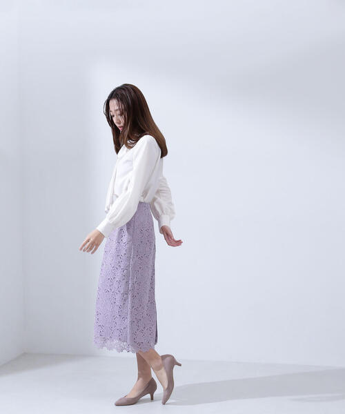 NATURAL BEAUTY BASIC（ナチュラルビューティーベーシック）の「◇フラワーレースタイトスカート（スカート・レディース・ラベンダー/チャコールグレー/グレー・MEDIUM/SMALL/X-SMALL）」の20枚目の写真