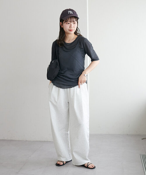 DISCOAT（ディスコート）の「【WEB限定】シアーリブキャミセット（アンサンブル・レディース・チャコールグレー/オフホワイト/アイボリー・MEDIUM）」の22枚目の写真