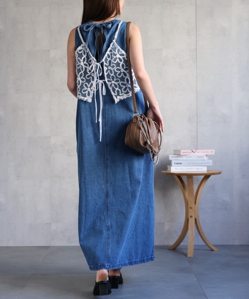 セール】【前後2WAY】チュールコード刺繍ビスチェ/キャミ