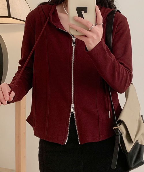 aimoha(アイモハ)の「フード付きジップアップジャケット(パーカー・レディース・ネイビー/ホワイト/ブラック/ワインレッド/ライトベージュ・MEDIUM/LARGE/X-LARGE/XX-LARGE)」の22枚目の写真