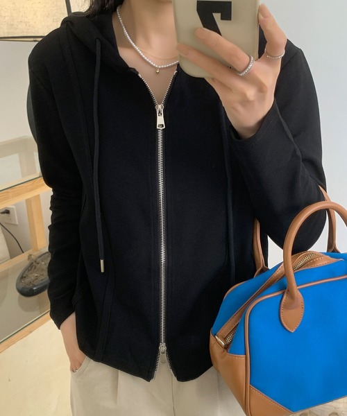 aimoha(アイモハ)の「フード付きジップアップジャケット(パーカー・レディース・ネイビー/ホワイト/ブラック/ワインレッド/ライトベージュ・MEDIUM/LARGE/X-LARGE/XX-LARGE)」の20枚目の写真