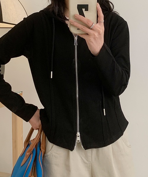 aimoha(アイモハ)の「フード付きジップアップジャケット(パーカー・レディース・ネイビー/ホワイト/ブラック/ワインレッド/ライトベージュ・MEDIUM/LARGE/X-LARGE/XX-LARGE)」の18枚目の写真