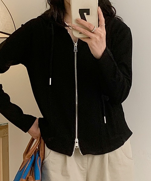 aimoha(アイモハ)の「フード付きジップアップジャケット(パーカー・レディース・ネイビー/ホワイト/ブラック/ワインレッド/ライトベージュ・MEDIUM/LARGE/X-LARGE/XX-LARGE)」の17枚目の写真