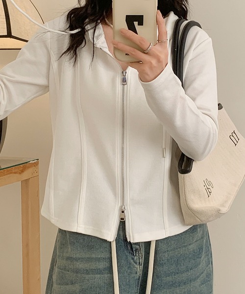 aimoha(アイモハ)の「フード付きジップアップジャケット(パーカー・レディース・ネイビー/ホワイト/ブラック/ワインレッド/ライトベージュ・MEDIUM/LARGE/X-LARGE/XX-LARGE)」の16枚目の写真