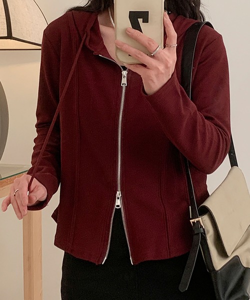 aimoha(アイモハ)の「フード付きジップアップジャケット(パーカー・レディース・ネイビー/ホワイト/ブラック/ワインレッド/ライトベージュ・MEDIUM/LARGE/X-LARGE/XX-LARGE)」の21枚目の写真