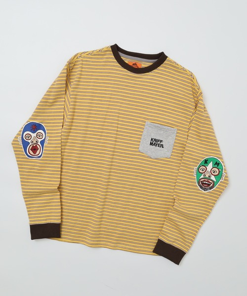 KRIFF MAYER（クリフメイヤー）の「KRIFF MAYER Mob wrestler striped long sleeve t-shirt / モブレスラーボーダー長袖Tシャツ unisex（Tシャツ/カットソー・メンズ・グレー/ブラック/サックスブルー/グリーン/オレンジ/イエロー・M/L/XL）」の5枚目の写真