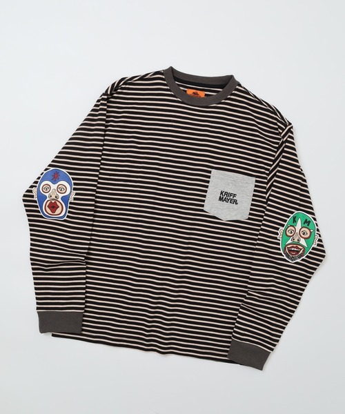 KRIFF MAYER（クリフメイヤー）の「KRIFF MAYER Mob wrestler striped long sleeve t-shirt / モブレスラーボーダー長袖Tシャツ unisex（Tシャツ/カットソー・メンズ・グレー/ブラック/サックスブルー/グリーン/オレンジ/イエロー・M/L/XL）」の2枚目の写真