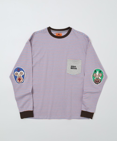 KRIFF MAYER（クリフメイヤー）の「KRIFF MAYER Mob wrestler striped long sleeve t-shirt / モブレスラーボーダー長袖Tシャツ unisex（Tシャツ/カットソー・メンズ・グレー/ブラック/サックスブルー/グリーン/オレンジ/イエロー・M/L/XL）」の8枚目の写真