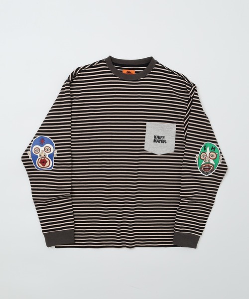 KRIFF MAYER（クリフメイヤー）の「KRIFF MAYER Mob wrestler striped long sleeve t-shirt / モブレスラーボーダー長袖Tシャツ unisex（Tシャツ/カットソー・メンズ・グレー/ブラック/サックスブルー/グリーン/オレンジ/イエロー・M/L/XL）」の7枚目の写真