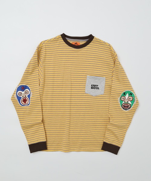 KRIFF MAYER（クリフメイヤー）の「KRIFF MAYER Mob wrestler striped long sleeve t-shirt / モブレスラーボーダー長袖Tシャツ unisex（Tシャツ/カットソー・メンズ・グレー/ブラック/サックスブルー/グリーン/オレンジ/イエロー・M/L/XL）」の9枚目の写真