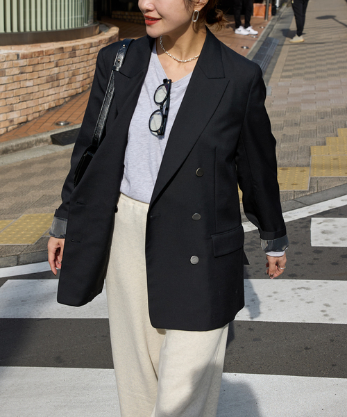 JOURNAL STANDARD（ジャーナルスタンダード）の「《追加2》ダブルブレステッドジャケット（テーラードジャケット・レディース・ブラック/ネイビー・38/36）」の9枚目の写真