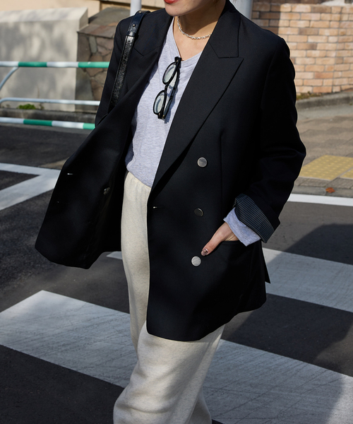 JOURNAL STANDARD（ジャーナルスタンダード）の「《追加2》ダブルブレステッドジャケット（テーラードジャケット・レディース・ブラック/ネイビー・38/36）」の11枚目の写真