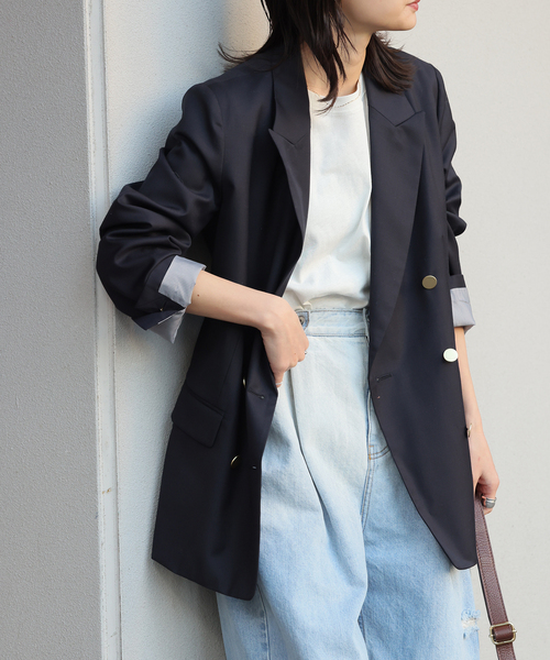 JOURNAL STANDARD（ジャーナルスタンダード）の「《追加2》ダブルブレステッドジャケット（テーラードジャケット・レディース・ブラック/ネイビー・38/36）」の15枚目の写真