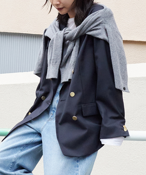 JOURNAL STANDARD（ジャーナルスタンダード）の「《追加2》ダブルブレステッドジャケット（テーラードジャケット・レディース・ブラック/ネイビー・38/36）」の19枚目の写真