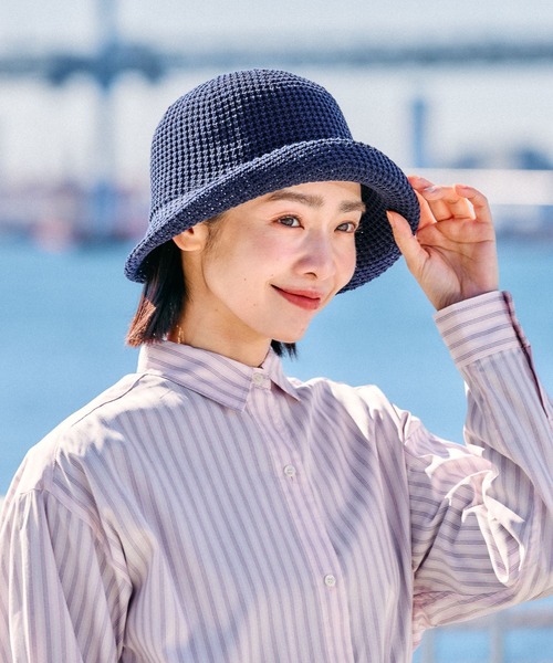 FOUND GOOD（ファウンドグッド）の「ワッフルブルトン2（キャップ・レディース・ネイビー/ブラック/アイボリー/グレー系2・FREE）」の4枚目の写真