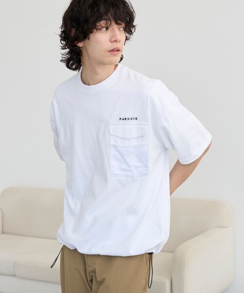 coen(コーエン)の「ドロストメッシュポケットTシャツ(Tシャツ/カットソー・メンズ・ダークグレー/オリーブ/オフホワイト・L/M/XL)」の1枚目の写真