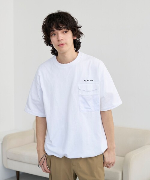 coen(コーエン)の「ドロストメッシュポケットTシャツ(Tシャツ/カットソー・メンズ・ダークグレー/オリーブ/オフホワイト・L/M/XL)」の4枚目の写真