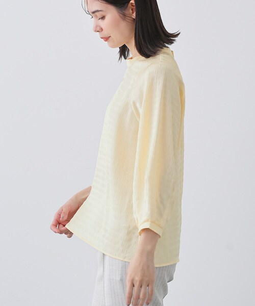 INDIVI(インディヴィ)の「【洗える】シャーリング風ラグランスリーブブラウス(シャツ/ブラウス・レディース・ネイビー/ホワイト/ライトベージュ・05/13/15 /38)」の9枚目の写真
