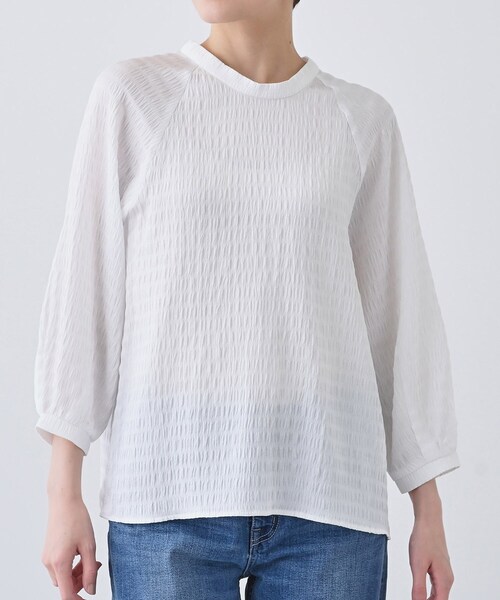 INDIVI(インディヴィ)の「【洗える】シャーリング風ラグランスリーブブラウス(シャツ/ブラウス・レディース・ネイビー/ホワイト/ライトベージュ・05/13/15 /38)」の17枚目の写真