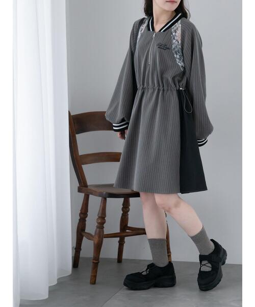 ehka sopo（エヘカソポ）の「ブロッキングワンピース（ワンピース・レディース・グレー/オフホワイト/サックスブルー・F）」の3枚目の写真