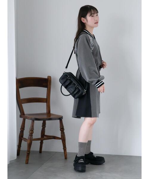 ehka sopo(エヘカソポ)の「ブロッキングワンピース(ワンピース・レディース・グレー/オフホワイト/サックスブルー・F)」の5枚目の写真