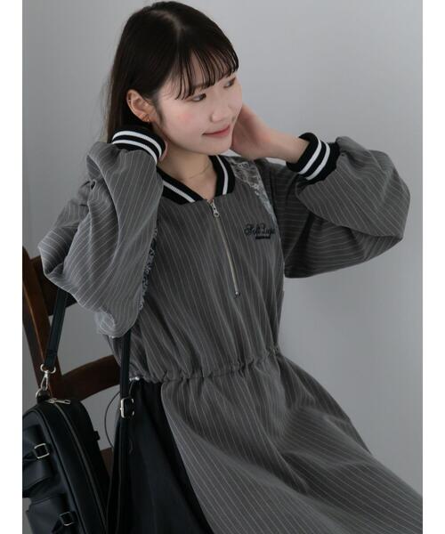 ehka sopo（エヘカソポ）の「ブロッキングワンピース（ワンピース・レディース・グレー/オフホワイト/サックスブルー・F）」の7枚目の写真