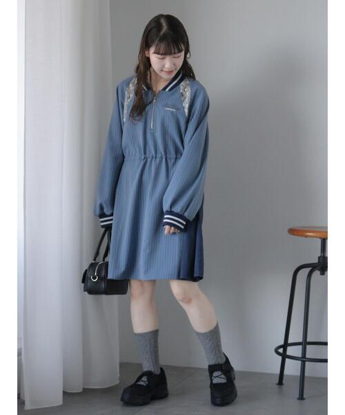 ehka sopo（エヘカソポ）の「ブロッキングワンピース（ワンピース・レディース・グレー/オフホワイト/サックスブルー・F）」の11枚目の写真