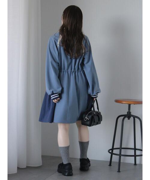 ehka sopo（エヘカソポ）の「ブロッキングワンピース（ワンピース・レディース・グレー/オフホワイト/サックスブルー・F）」の13枚目の写真