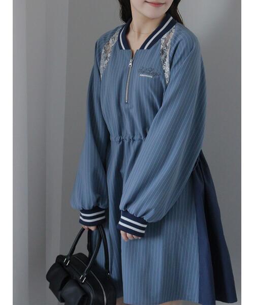 ehka sopo（エヘカソポ）の「ブロッキングワンピース（ワンピース・レディース・グレー/オフホワイト/サックスブルー・F）」の14枚目の写真