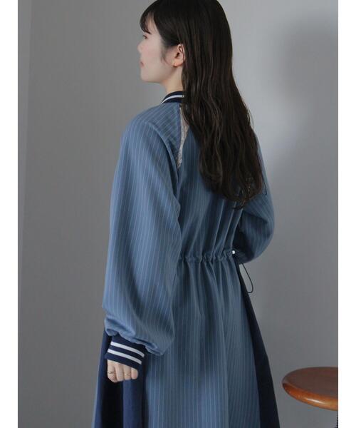 ehka sopo（エヘカソポ）の「ブロッキングワンピース（ワンピース・レディース・グレー/オフホワイト/サックスブルー・F）」の16枚目の写真