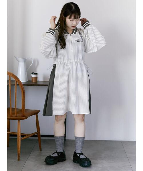 ehka sopo（エヘカソポ）の「ブロッキングワンピース（ワンピース・レディース・グレー/オフホワイト/サックスブルー・F）」の20枚目の写真