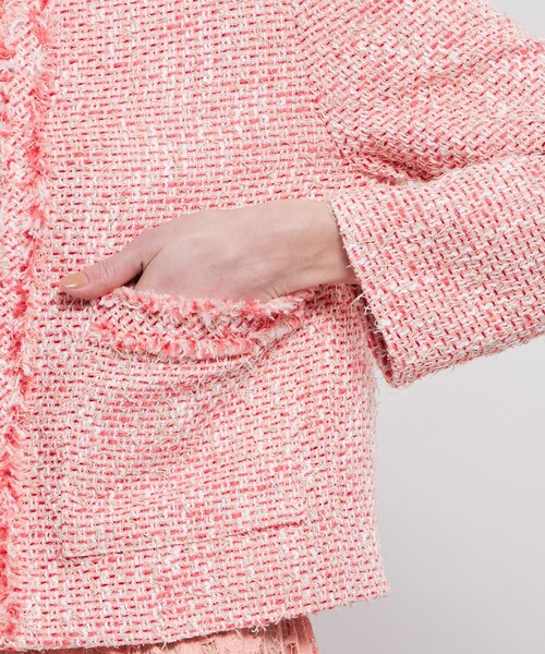 EPOCA（エポカ）の「ライトファンシーツィード ノーカラージャケット（ノーカラージャケット・レディース・ピンク/ブルー・40）」の10枚目の写真