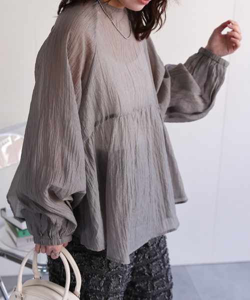 ap retro（アプレトロ）の「2wayシアーフリルブラウス / ラッフルブラウス（シャツ/ブラウス・レディース・アイボリー/ブラック/チャコール・FREE）」の5枚目の写真
