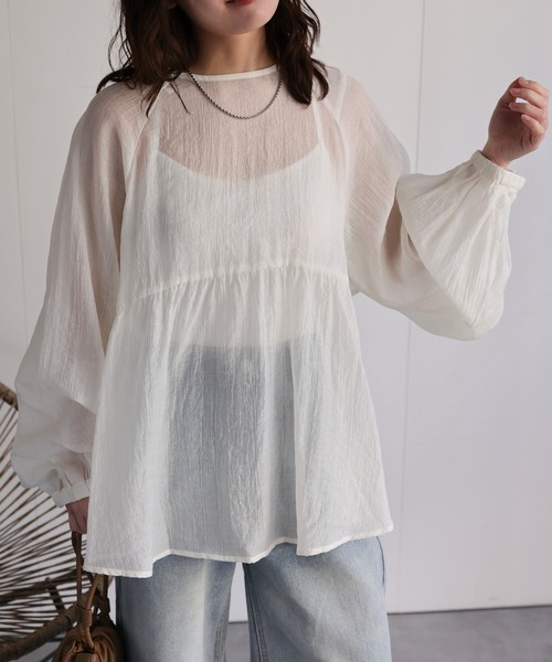 ap retro（アプレトロ）の「2wayシアーフリルブラウス / ラッフルブラウス（シャツ/ブラウス・レディース・アイボリー/ブラック/チャコール・FREE）」の16枚目の写真