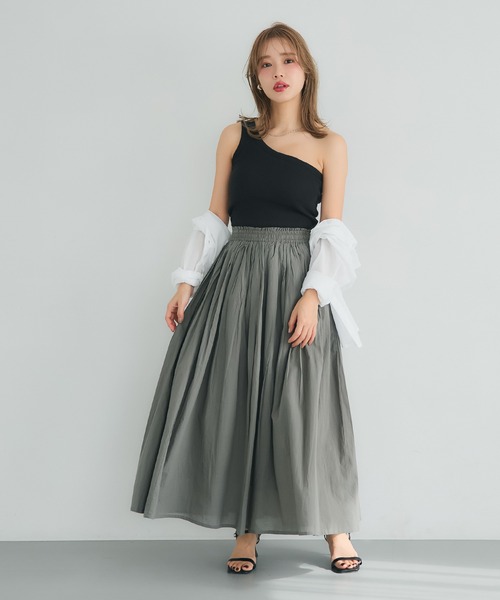 coca(coca)(コカ)の「【WEB限定セール】OUT BRA テレコリブワンショルダートップス(タンクトップ・レディース・アイボリー/チャコール/ブラック・S/M/L)」の17枚目の写真