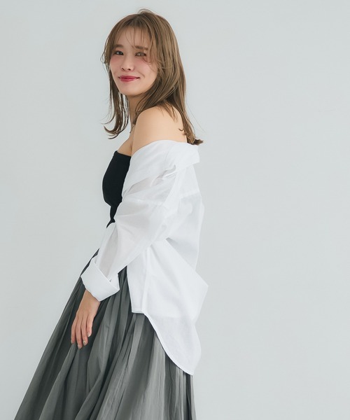 coca(coca)(コカ)の「【WEB限定セール】OUT BRA テレコリブワンショルダートップス(タンクトップ・レディース・アイボリー/チャコール/ブラック・S/M/L)」の18枚目の写真