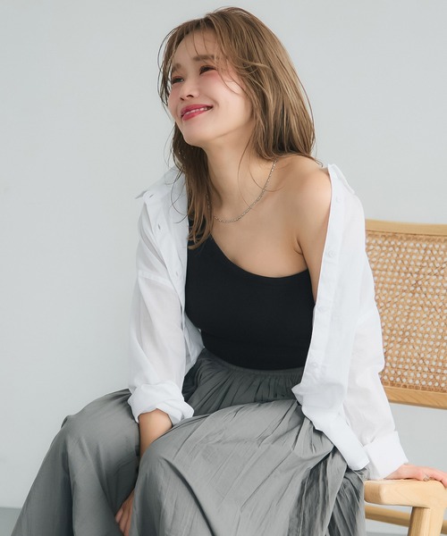 coca(coca)(コカ)の「【WEB限定セール】OUT BRA テレコリブワンショルダートップス(タンクトップ・レディース・アイボリー/チャコール/ブラック・S/M/L)」の20枚目の写真