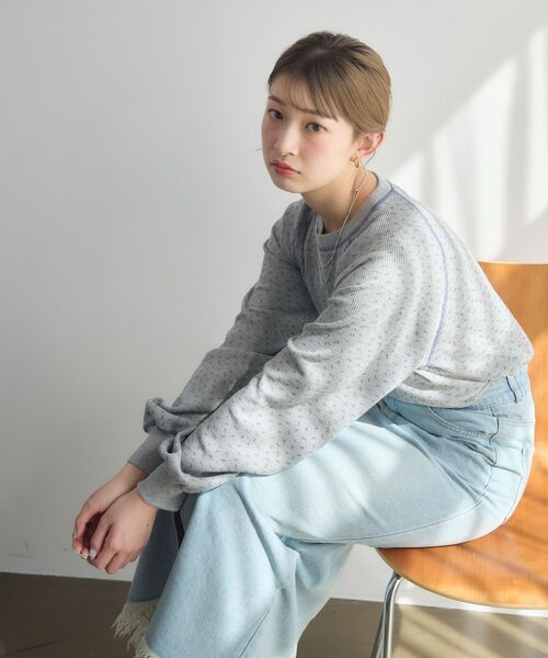 RETRO GIRL(レトロガール)の「サーマル柄カットソー(Tシャツ/カットソー・レディース・ナチュラル/ライトグレー・FREE)」の12枚目の写真