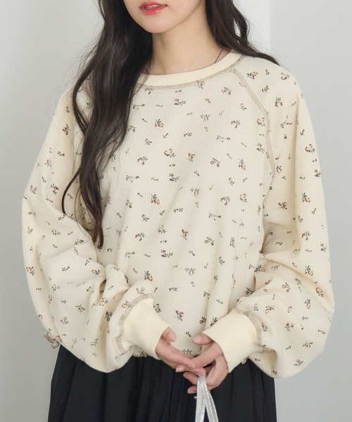 RETRO GIRL(レトロガール)の「サーマル柄カットソー(Tシャツ/カットソー・レディース・ナチュラル/ライトグレー・FREE)」の1枚目の写真